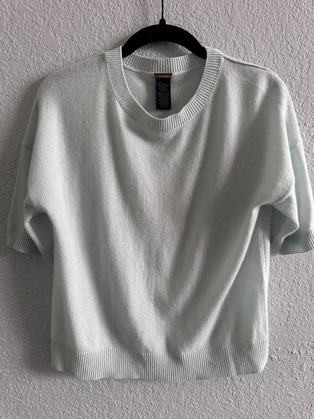 Magaschoni 100% Cashmere Short Sleeve Sweater Sage Mint Green XS